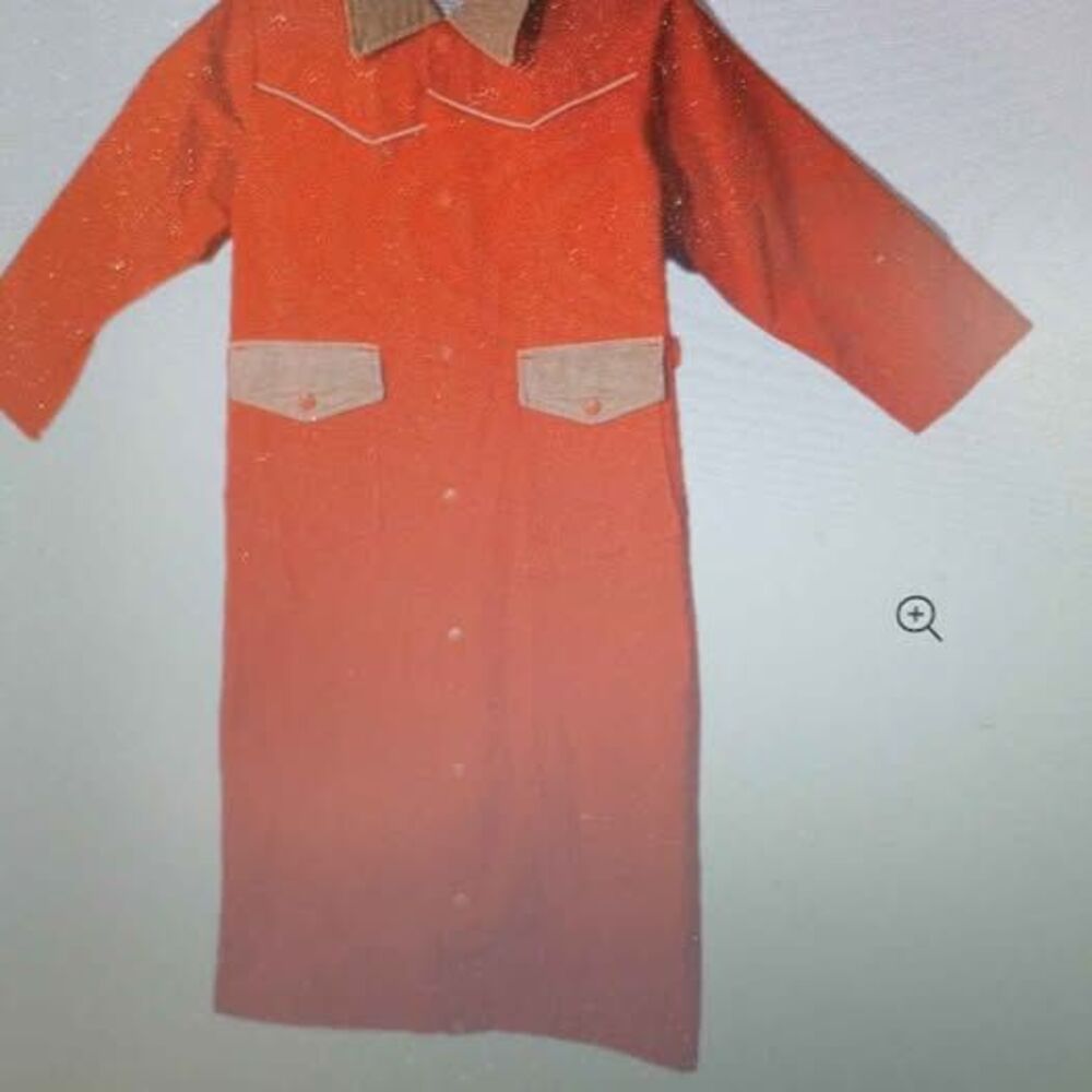 Vintage David JamesWestern Duster Coat Red and Brown Corduory accents Medium